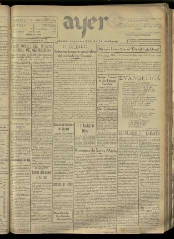 'Ayer : diario informativo de la mañana' - Año II Número 213 - 1937 marzo 14