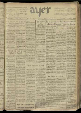 'Ayer : diario informativo de la mañana' - Año II Número 215 - 1937 marzo 17