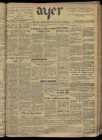 'Ayer : diario informativo de la mañana' - Año II Número 227 - 1937 abril 1