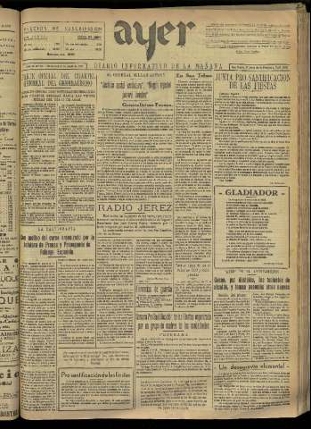 'Ayer : diario informativo de la mañana' - Año II Número 238 - 1937 abril 14