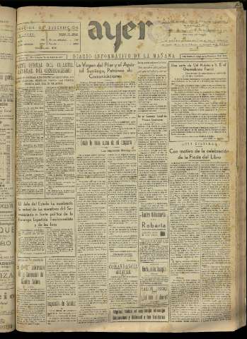 'Ayer : diario informativo de la mañana' - Año II Número 247 - 1937 abril 24