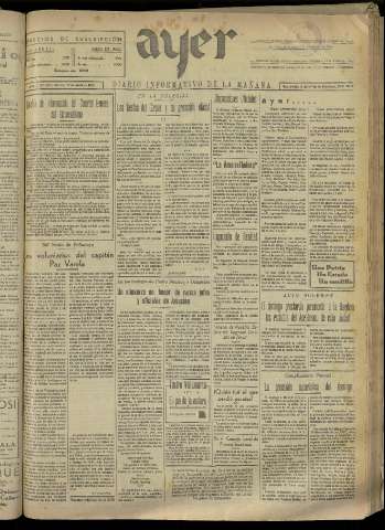 'Ayer : diario informativo de la mañana' - Año II Número 249 - 1937 abril 27