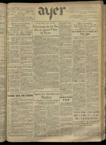 'Ayer : diario informativo de la mañana' - Año II Número 258 - 1937 mayo 7