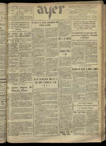 'Ayer : diario informativo de la mañana' - Año II Número 262 - 1937 mayo 12
