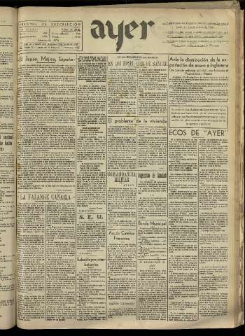 'Ayer : diario informativo de la mañana' - Año II Número 289 - 1937 junio 13