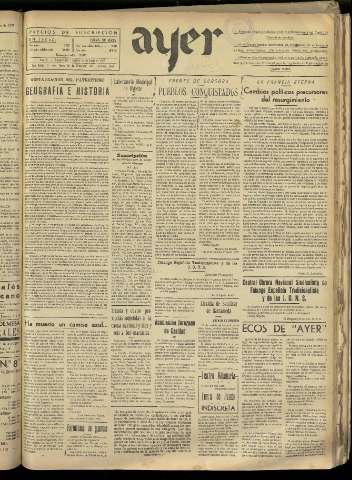 'Ayer : diario informativo de la mañana' - Año II Número 298 - 1937 junio 24