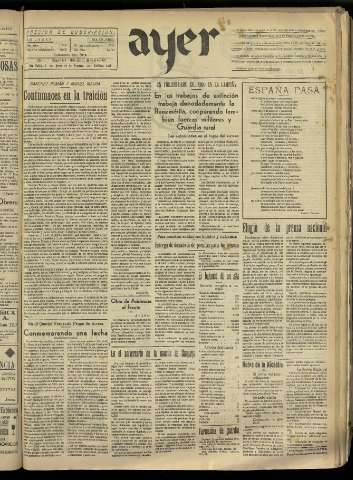 'Ayer : diario informativo de la mañana' - Año II Número 321 - 1937 julio 21