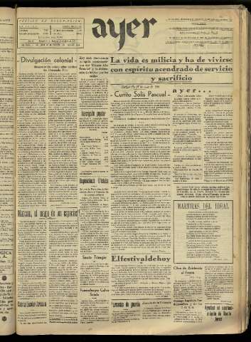 'Ayer : diario informativo de la mañana' - Año II Número 325 - 1937 julio 25