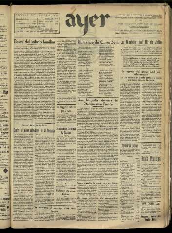 'Ayer : diario informativo de la mañana' - Año II Número 328 - 1937 julio 29
