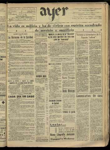 'Ayer : diario informativo de la mañana' - Año II Número 331 - 1937 agosto 1