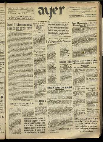 'Ayer : diario informativo de la mañana' - Año II Número 366 - 1937 septiembre 11