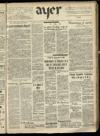 'Ayer : diario informativo de la mañana' - Año II Número 373 - 1937 septiembre 19