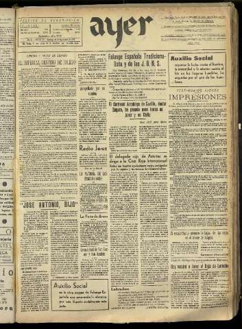 'Ayer : diario informativo de la mañana' - Año II Número 379 - 1937 septiembre 26
