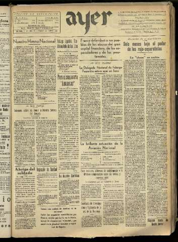 'Ayer : diario informativo de la mañana' - Año II Número 386 - 1937 octubre 5