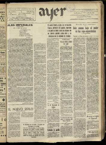 'Ayer : diario informativo de la mañana' - Año II Número 388 - 1937 octubre 7
