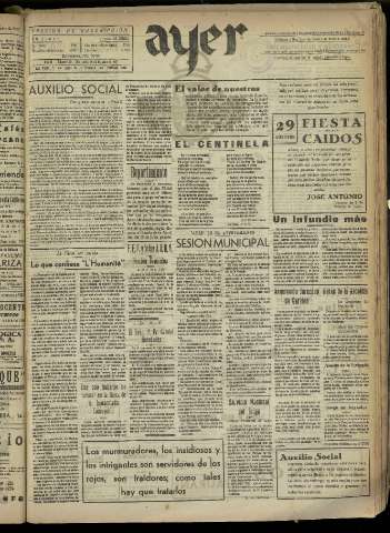 'Ayer : diario informativo de la mañana' - Año II Número 405 - 1937 octubre 27