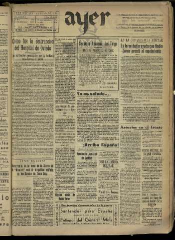 'Ayer : diario informativo de la mañana' - Año II Número 412 - 1937 noviembre 4