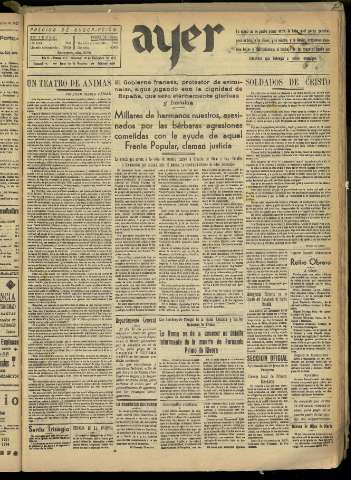 'Ayer : diario informativo de la mañana' - Año II Número 433 - 1937 noviembre 28