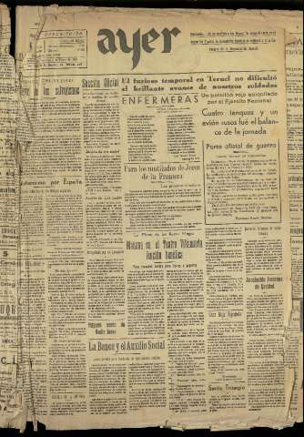 'Ayer : diario informativo de la mañana' - Año III Número 463 - 1938 enero 2