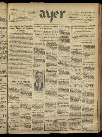 'Ayer : diario informativo de la mañana' - Año III Número 490 - 1938 febrero 3